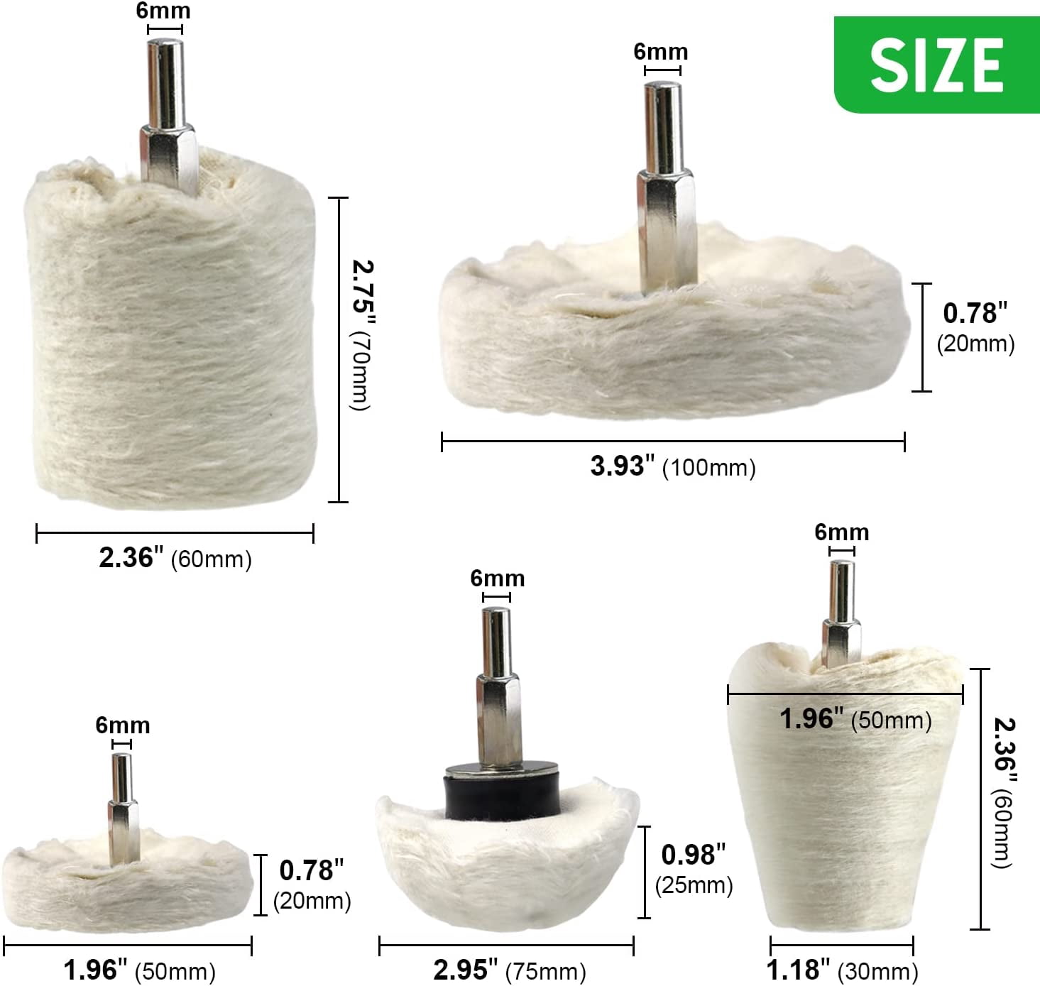 chasenew 10PCS Buffing Wheel for Drill, Flannelette Polishing Wheels Mixed Polish Head Kit with 1/4'' Shaft for Car Wheel Aluminum Stainless Steel Chrome Manifold Washing & Polishing