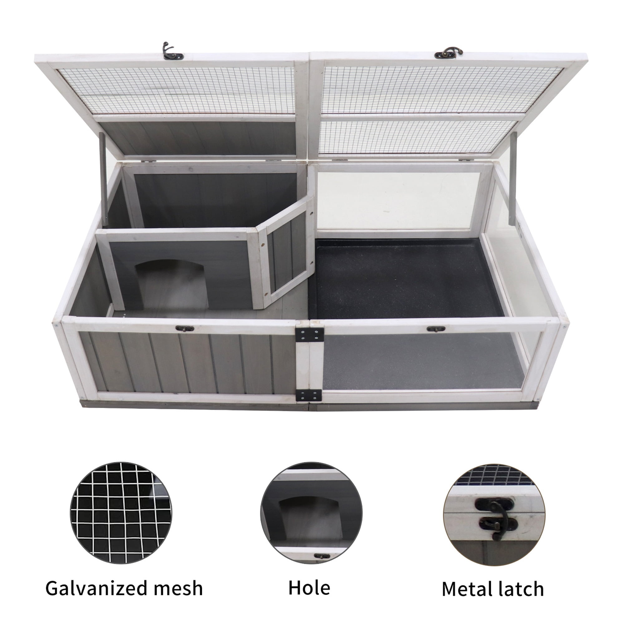 Pefilos 43" Outdoor Tortoise Habitat Wooden Tortoise House with Tray Indoor Turtle Enclosure for Small Animals Reptile Cage, Gray Pefilos 43" Outdoor Tortoise Habitat Wooden Tortoise House with Tray Indoor Turtle Enclosure for Small Animals Reptile Cage, Gray