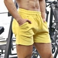 thumbnail image 2 of YLSDY Fashion Mens Sweat Shorts Outdoor Sport Gym Athletic Shorts Comfortable Drawstring Fitness Sport Shorts with Pockets Yellow XL, 2 of 3