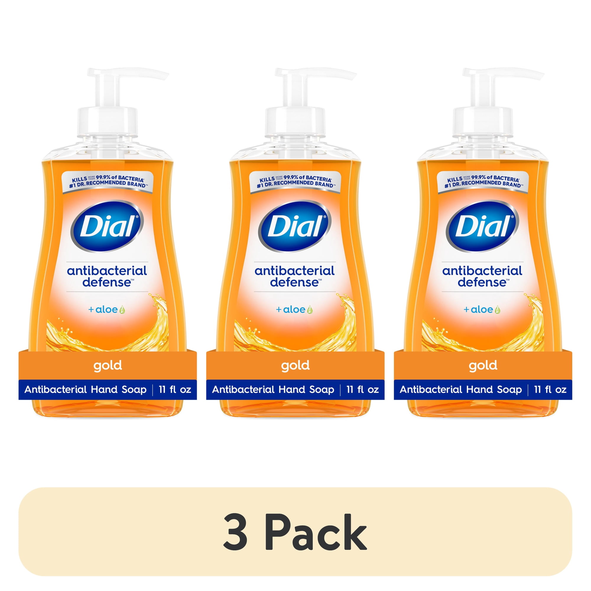 (3 pack) Dial Antibacterial Defense Gold Liquid Hand Soap, 11 fl oz