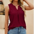 thumbnail image 5 of up to 60% off Gifts Usmixi Womens Tank Tops Beach Lightweight Casual Hollowed Smocked Tunic Shirts Vest Summer Trendy Solid V-Neck Sleeveless Shirts Blouse Wine XL, 5 of 6