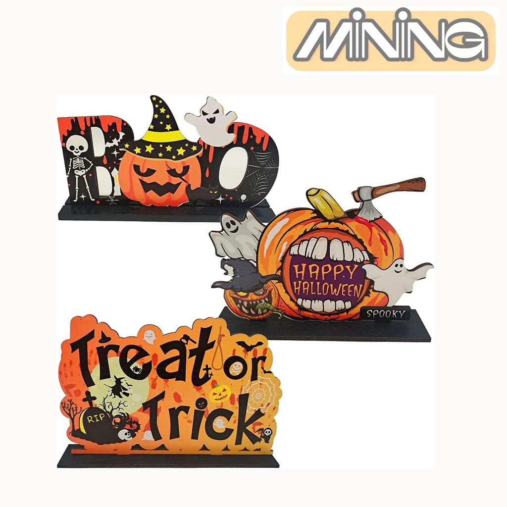 3 Happy Halloween Table Table Top Halloween Table Decorations, Pumpkin