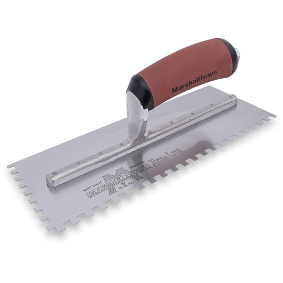 MARSHALLTOWN 702SDL, 1/4 x 1/4 x 1/4 SQ, Durasoft Handle, Left Hand, Notched Trowel