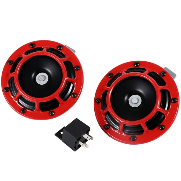 Bocina eléctrica de 12 V para rejilla de coche, tono alto, compacta y potente, color rojo