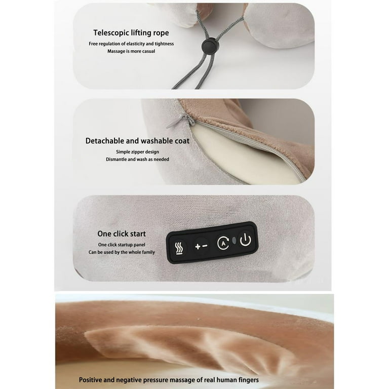 KQJQS 3-in-1 Vibrating Neck Massage Pillow Provides Support for Neck, Back,  and Legs Travel Neck Pillow with Heat U-Shaped Memory Foam Pillow for ...