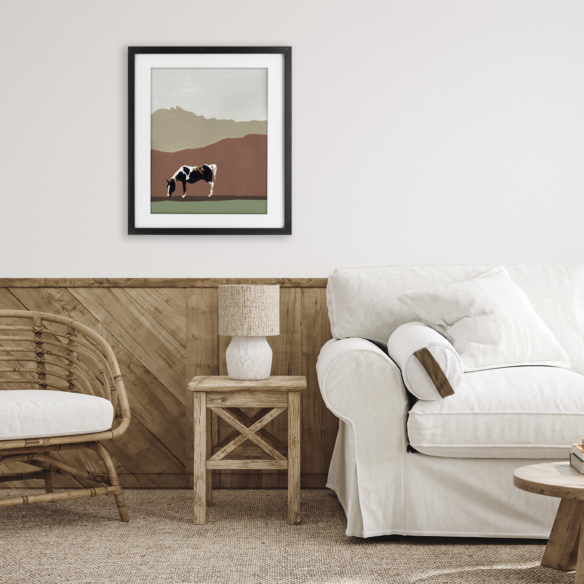 Stupell Industries Modern Mountains Horse Black Framed Print Under Glass, design by Patricia Pinto