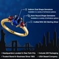 thumbnail image 2 of Gem Stone King 2.34 Ct Blue Created Sapphire Red Rhodolite Garnet 18K Yellow Gold Plated Silver Ring (Size 9), 2 of 6