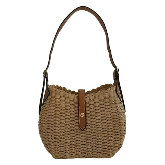 GASTROPOD Woven Raffia Beach Bag for Women, Square Straw Bucket Purse with Shoulder Strap, Lightweight Summer Handbag for Vacation