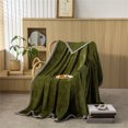 thumbnail image 1 of Manta de forro polar extragrande Kabnic | Súper suave, cálida y ligera | Manta acogedora con textura de gofre para sofá, sofá y cama, verde militar, 1 of 7