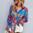 thumbnail image 4 of Camisa De Manga Larga Para Mujer, Camisa Holgada Y Transpirable Con Botones, Puños Elásticos Estampados Amigables Con La Piel Para La Vida Diaria ANGGREK  Otros, 4 of 6