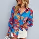 thumbnail image 3 of Camisa de manga larga con estampado de linterna para mujer Camisa informal con botones y cuello de ajuste regular de poliéster, 3 of 6
