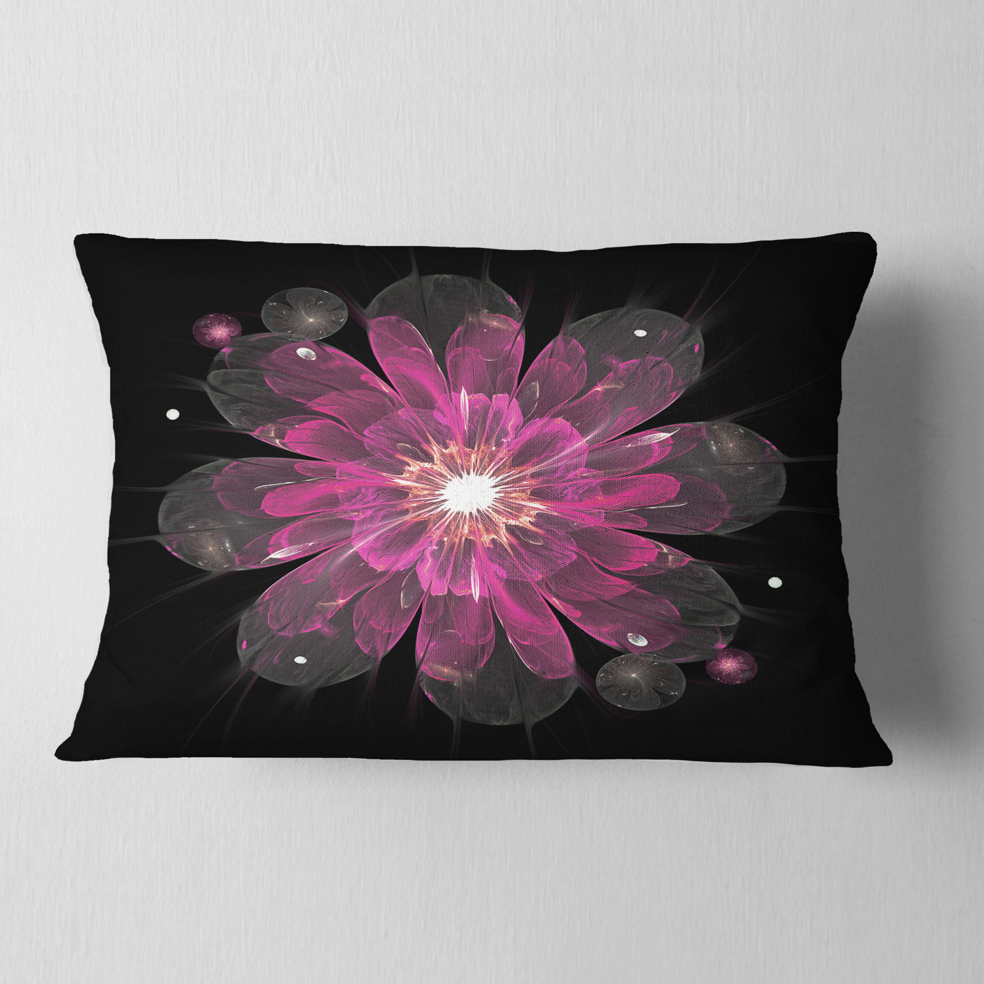 Designart 12" x 20" Black Polyester Throw Pillow