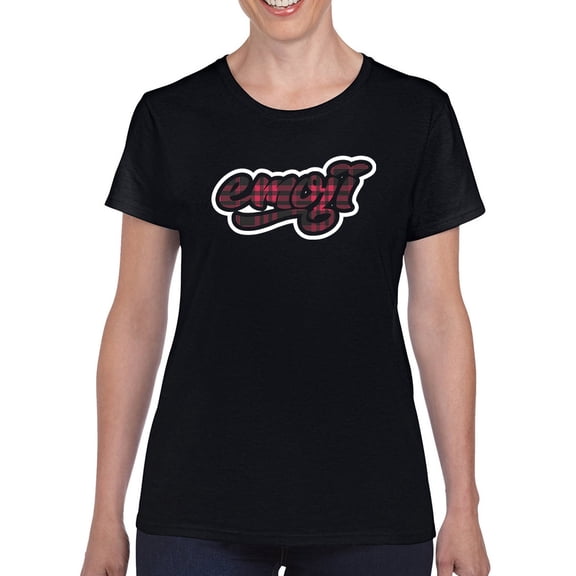 Emoji Graffiti Plaid - Red Urban Street Art Design Women's T-shirt