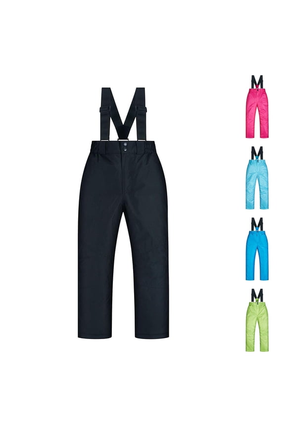 Boys Girls Snow Pants Winter Outdoor Ski Trousers Toddler Kids Snow Bib Insulated Warm Snow Ski Pants