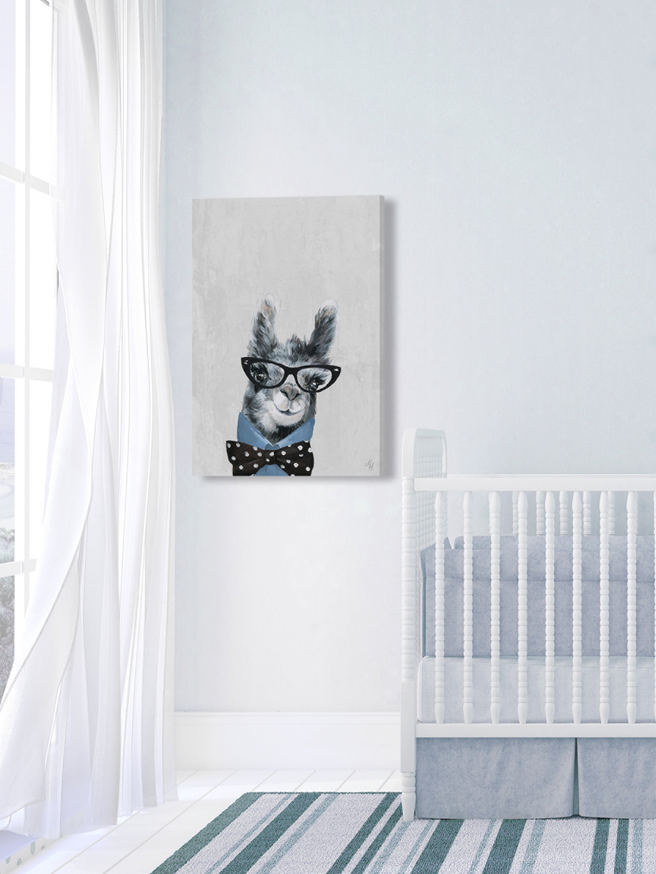 Marmont Hill Llama with a Bow III Canvas Wall Art