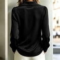 thumbnail image 6 of VJGBEGW Women Velvet Peter Pan Collar Button Down Blouses Long Sleeve oft Velour Shirts Loose Fit Dressy Casual Tops Black L, 6 of 7
