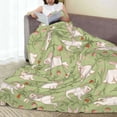 thumbnail image 6 of Honeii Cute Rabbit And Flower Print Fleece Blanket - Throw Blanket for Bed, Sofa, Couch, Camping, and Travel , Microplush Ultra Soft Warm Blanket-60"x50", 6 of 7