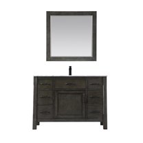 Maribella 48" Carrara White Marble Countertop Single Vanity w/Mirror Rust Black