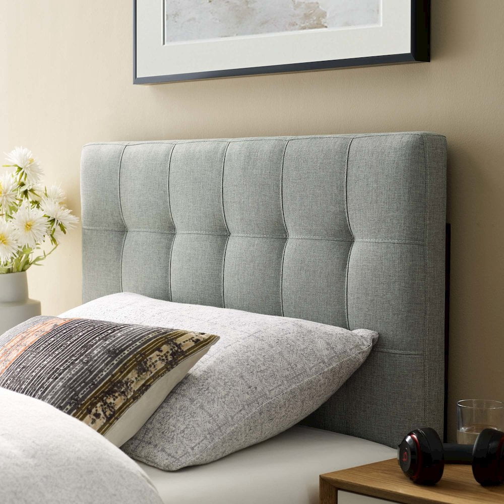 Modway Lily Twin Upholstered Polyester Fabric Headboard in Gray