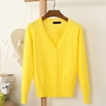 thumbnail image 6 of Women Knitting Coat V-Neck Long Sleeve Single Breasted Sweater Coat Solid Color Ribbed Hem Soft Warm Sweater Cardigan, 6 of 8