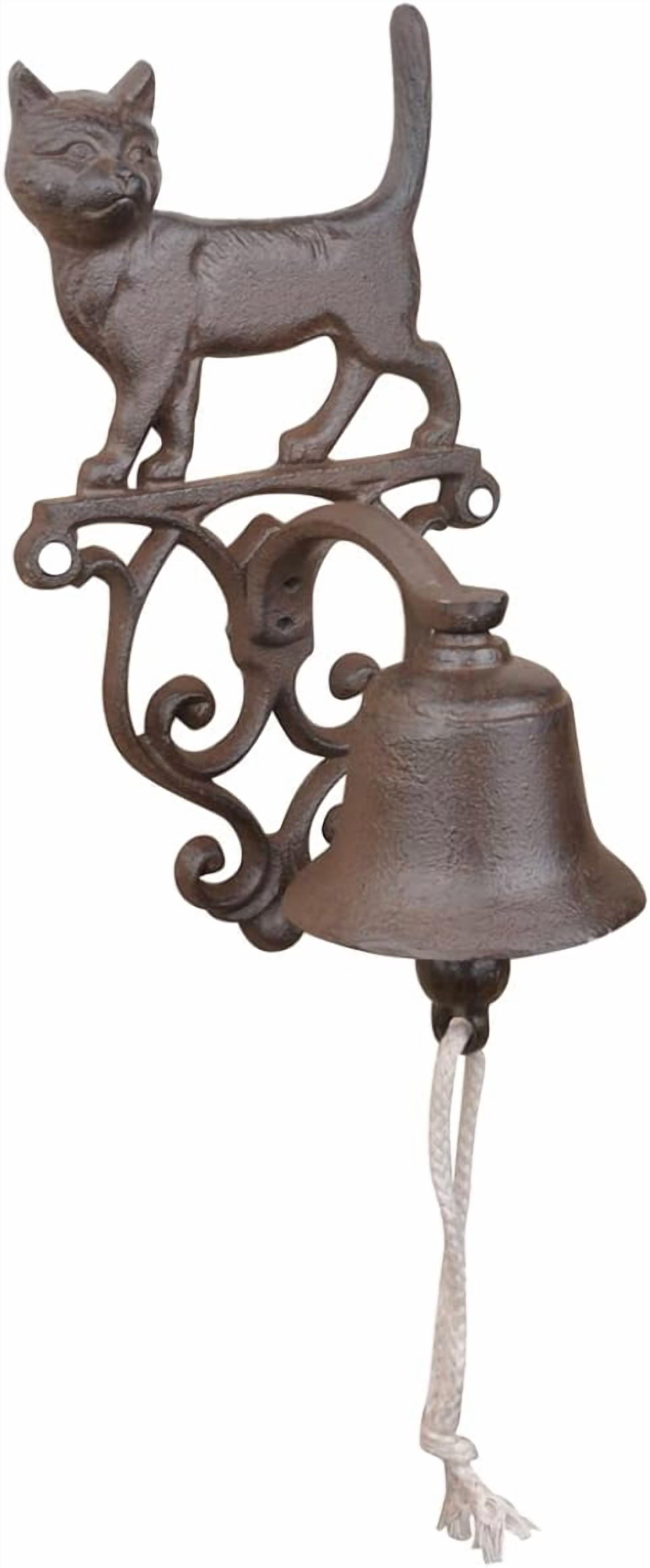 Esschert Design Rustic Cast Iron DB82 Doorbell Cat, 5.2"D x 5.2"W x 9.53"H, Brown
