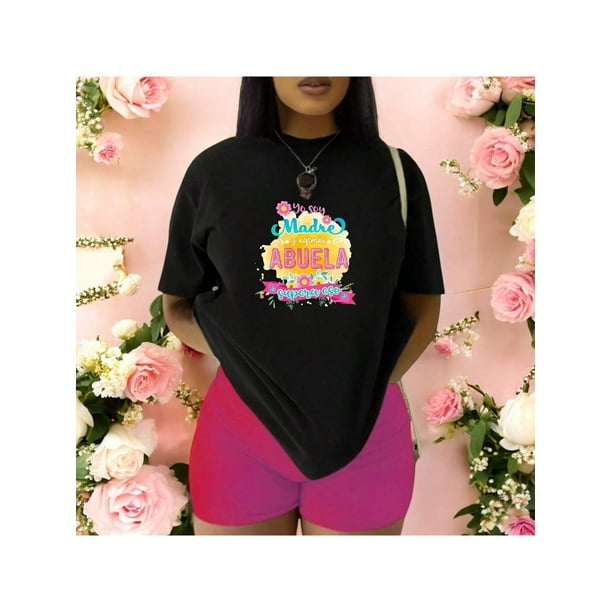 Playera Blusa Mujer Yo Soy Madre y Además Abuela, Supera Eso Ropa Casual Divertida para Abuelas con Estilo Color Negro Talla Chica Marca Emil SaEs