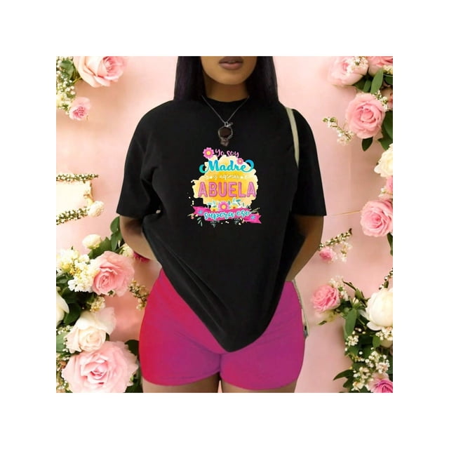 Playera Blusa Mujer Yo Soy Madre y Además Abuela, Supera Eso Ropa Casual Divertida para Abuelas con Estilo Color Negro Talla Mediana Marca Emil SaEs