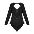 thumbnail image 4 of TiaoBug Women's Rhinestones Fringed Backless Bodyusit Latin Jazz Dance Leotard Tops Black XL, 4 of 6