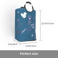 thumbnail image 3 of Waterproof Collapsible Laundry Hamper, Grey-Blue Textured Love Aluminum Handle Laundry Bag, 50L, 3 of 6