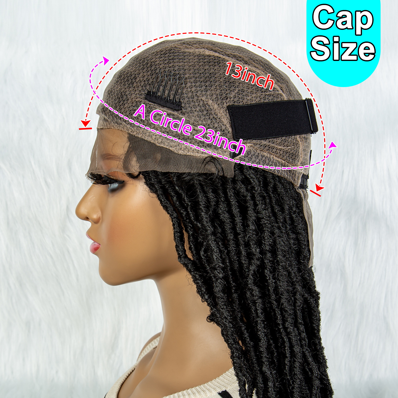 Locs Braided Wigs 36 Inches Full Double Lace Nateral Balck Square Knotless Dreadlock Braiding Wig with Baby Hair for Black Women Synthetic Lace Frontal Long Cornrow Box Braided Wigs (1B)