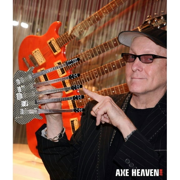 Rick Nielsen Five-neck Checkered 10 Inch Miniature Guitar Replica Collectible