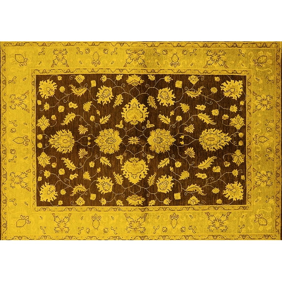 Ahgly Company Indoor Rectangle Oriental Yellow Traditional Area Rugs, 4' x 6'