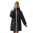 thumbnail image 5 of Winter Down Coat Thickened Padded Plush Hood Big Pockets Mid Length Windproof Long Sleeves Heat Retention Warm Daily Outwear Cotton Jacket, 5 of 8