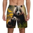 thumbnail image 2 of Picia Forest Panda pattern Mens Swim Trunks with Compression Liner Stretch Beach Shorts Quick Dry with Zipper Pockets No-Chafing Board Shorts-Small, 2 of 9