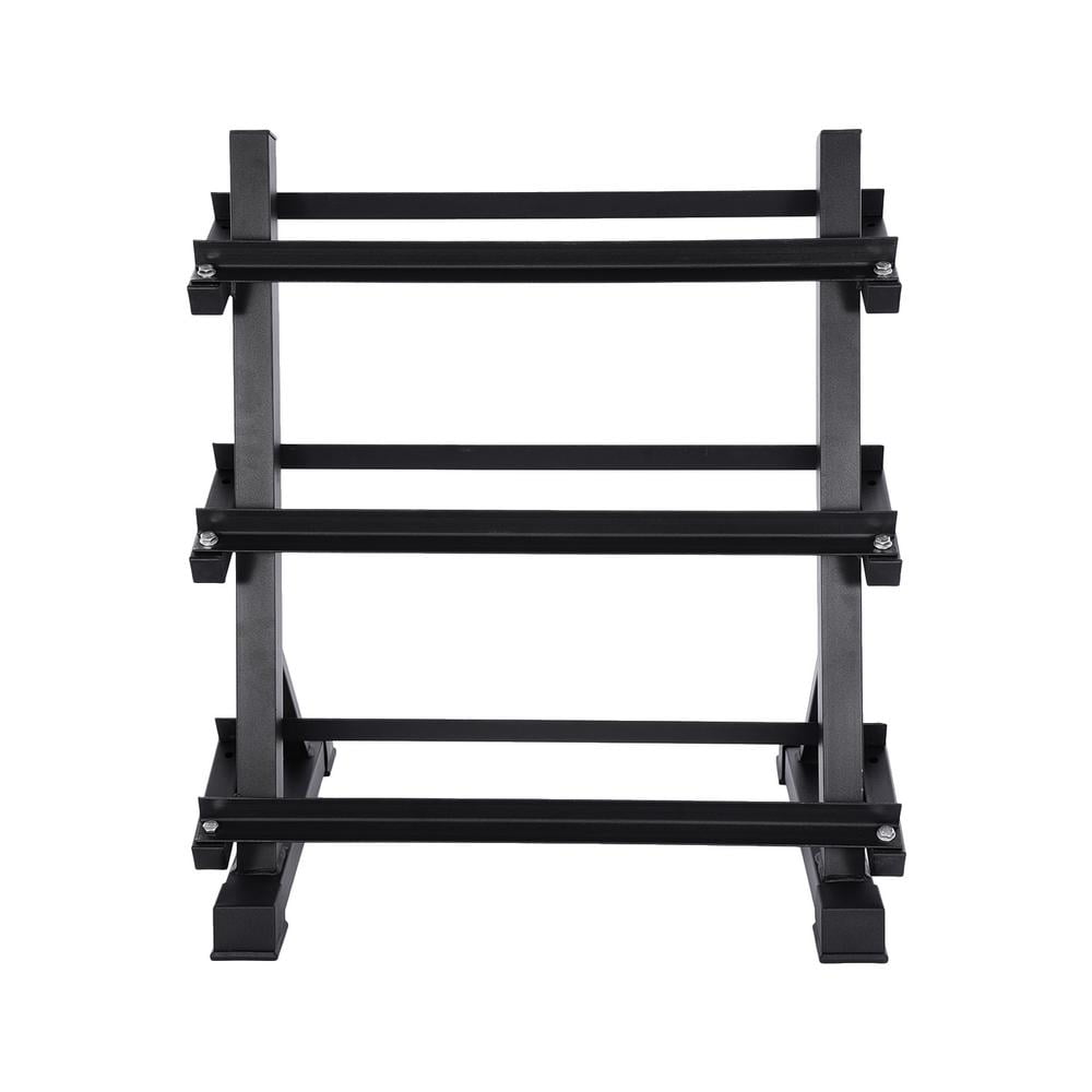 Black Dumbbell Rack 3 Tier Solid Steel Weight Rack 660lbs Capacity Multilevel Weight Storage Dumbbell Rack Stand for Home Gym ，Quick Assembly 
