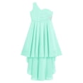 thumbnail image 3 of HULIJA Teens Big Girl's Junior Bridesmaid Dresses High Low One Shoulder Special Occasion Dresses Mint Green 8, 3 of 5