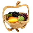 thumbnail image 4 of Collapsible Apple Shaped Bamboo Basket - Kitchen Fruit Centerpiece Bowl Decor, 4 of 9