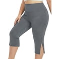 thumbnail image 2 of FlorCurve Plus Size Capri Leggings for WomenTummy Control Cropped Pants Stretch Athletic Leggings, Gray XL, 2 of 7