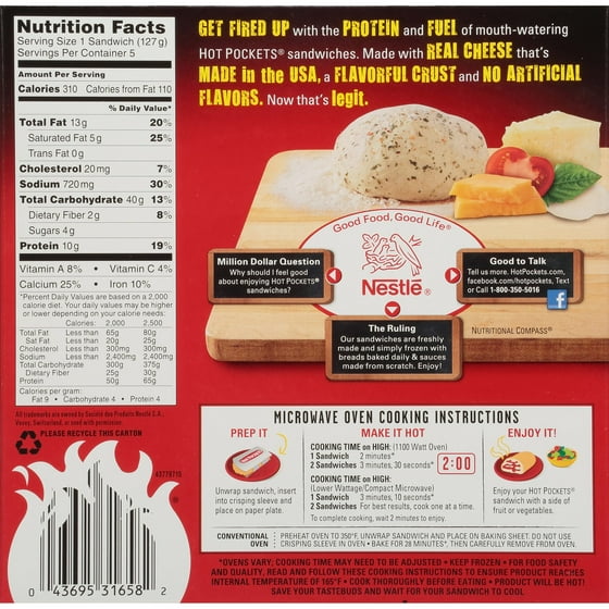 Hot Pockets Frozen Sandwiches Four Cheese Pizza 5 Pack
