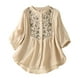 thumbnail image 1 of Vestidos Casuales Para Mujer, Blusas De Mujer De Moda Blusa de lino sintético con botones bordados y mangas 3/4 con cuello alto para mujer, 1 of 4