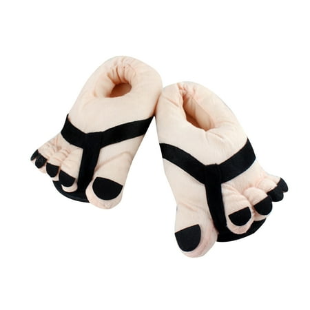 

Anti-slip Human Feet-shaped Slippers for Adults Unisex Wrapping Fuzzy Warm Winter Slippers for Home