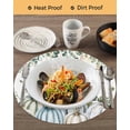 thumbnail image 3 of 13 Inch Round Placemats Set of 6, Green Blue Pumpkins Fall Non Slip Heat Insulation PP Table Mats, Thanksgiving Eucalyptus Leaves Washable Place Mats for Kitchen Dining Party Table Decor, 3 of 7