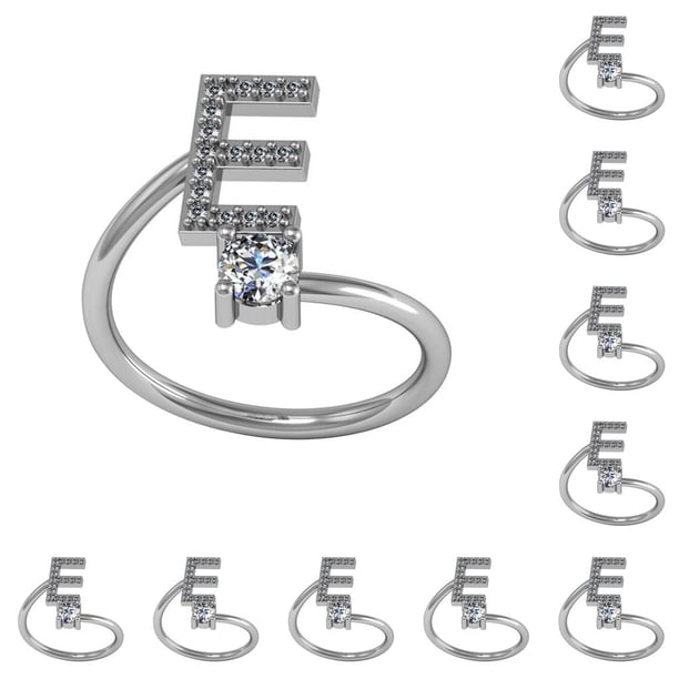 Sonducket Anillo abierto con letras mayúsculas, anillos de compromiso para interiores y exteriores, hogar, viajes, oficina, joyería, mi 10piezas