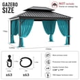 thumbnail image 2 of Pakunoda 11.5' X 6.5' Gazebo Universal Replacement Privacy 4-Panel Curtains, Waterproof Outdoor Curtains Lake Blue Sidewall with Zipper for Patio Garden Backyard 10' X 13' Gazebo, Curtain Only, 2 of 8