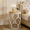 Light Brown and White, variant on Fnova Round End Table, Industrial Small Side Table with Metal Hollow Frame for Living Room, Bedroom, Easy Assembly Nightstand