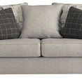 thumbnail image 2 of Benjara Fabric Upholstered Wooden Loveseat with Piped Stitching, Gray, 2 of 3