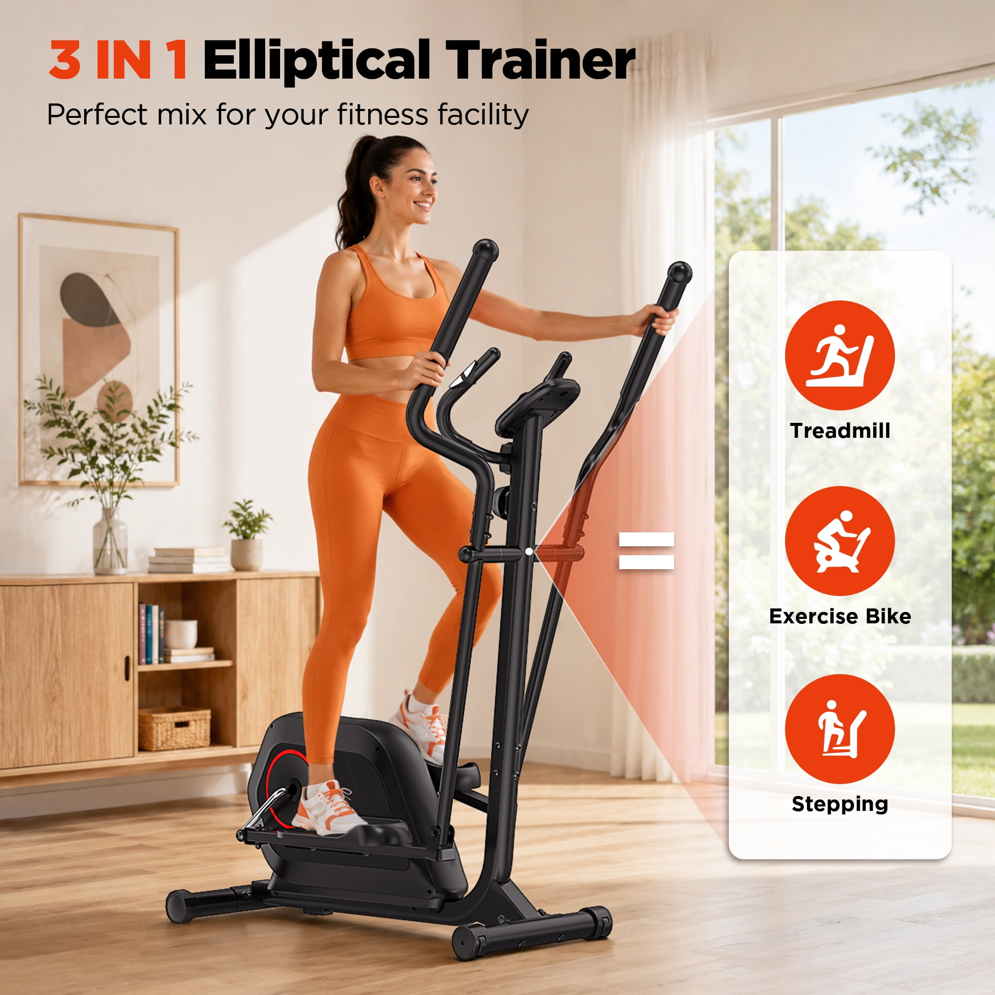 Winfita Magnetic Elliptical Exercise Machine, Elliptical Trainer Fitness Equipment for Home Gym Cardio Workout 300 lbs