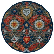 SAFAVIEH Blossom Auran Floral Area Rug, Charcoal/Orange, 6' x 6' Round