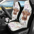 thumbnail image 2 of Renewold Highland Cow Floral Violet Car Seat Cover for Women Men, Non-slip Front Bench Protection Breathable Auto Accessories Universal Fit Most Vehicles, 2 of 7