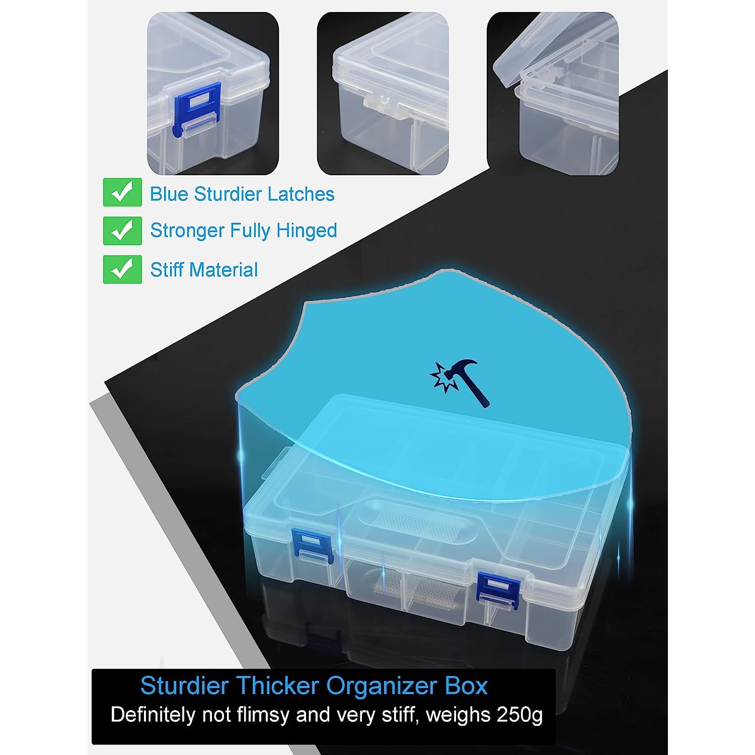 Holzlrgus Tackle Box Fishing Tackle Box Organizer 2 Layer Clear Tackle Box Thicken Plastic Tacklebox for Snacks (1 Pack)